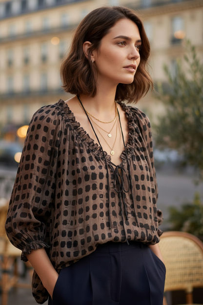 Chemisier À Pois Style Ethnique