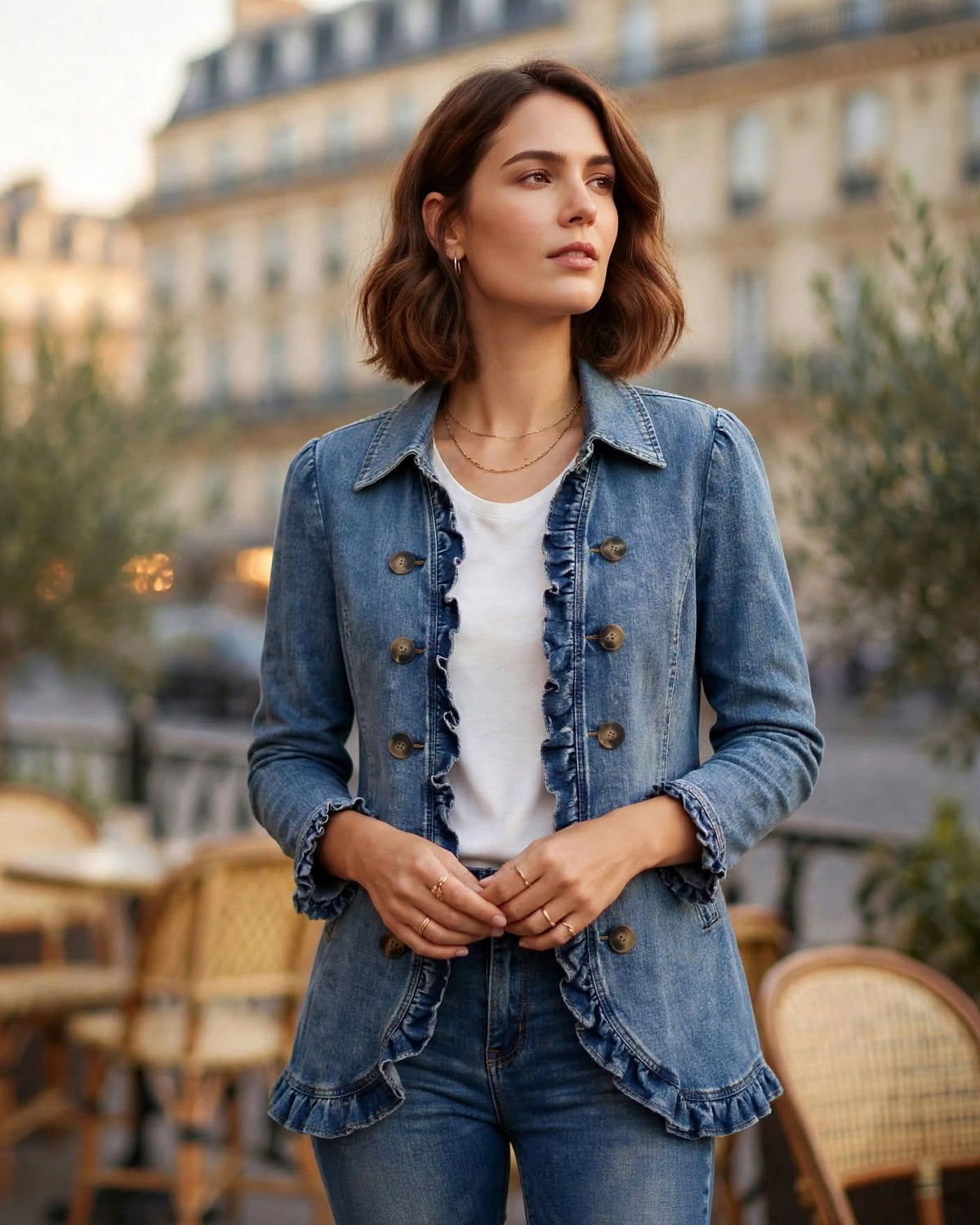 Veste femme cowboy denim vintage brodée Aylvia