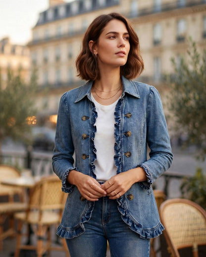 Veste femme cowboy denim vintage brodée Aylvia